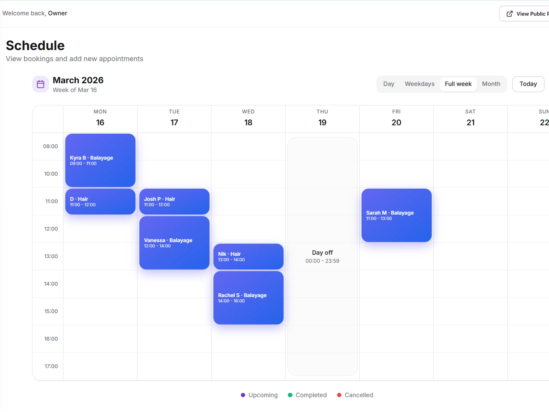 Organized schedule