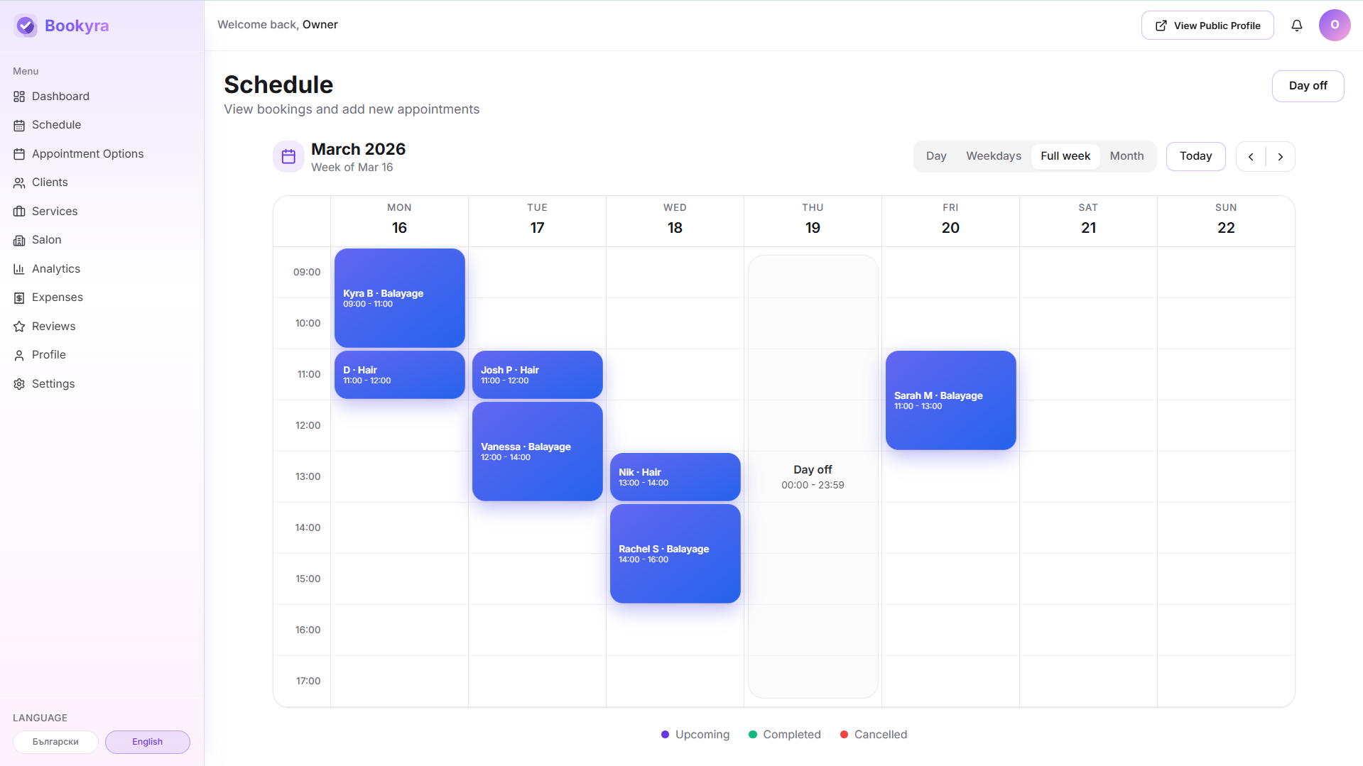 Organized schedule